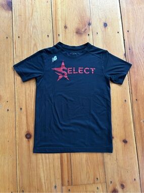 New Balance Youth Large Select Athletic Tee Black Red Performance Shirt
